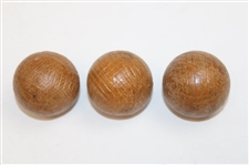 Three Unused Brown Rubber Score Guttie Style Golf Balls