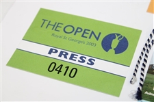 Four (4) The Open Championship Passes - 2003 TV, 2003 Press, 2003 Season & 2004 BBC TV