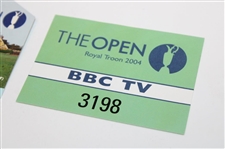 Four (4) The Open Championship Passes - 2003 TV, 2003 Press, 2003 Season & 2004 BBC TV