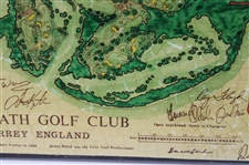 Walton Heath Golf Club 1981 Ryder Cup JP Izatt Course Map with Player Facsimile Signatures