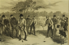 Golf Match On Blackheath Print by Artists F Gilbert & H. Harral - Framed