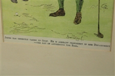 1902 'Jones Has Recently Taken Up Golf' Cartoon Print by Bernard Partridge - Framed