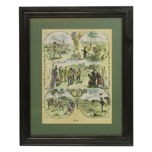 Vintage Golf Collage Print wStriking/Bunker/Putting/Stimy/Fore Caddie - Framed