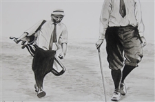 Francis Ouimet & Caddy Eddie Lowry 1913 US Open Print by Artist Linda Logan