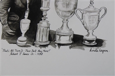 Bobby Jones Posing w/Grand Slam Trophies Print by Artist Linda Logan