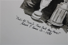 Bobby Jones Posing w/Grand Slam Trophies Print by Artist Linda Logan