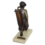 Spelter Caddy with Golf Bag on Marble Plinth