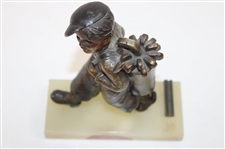Spelter Caddy with Golf Bag on Marble Plinth