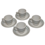 Four (4) Classic Masters Logo Ceramic Tea Cups with Plates