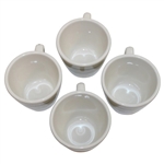 Four (4) Classic Masters Logo Ceramic Tea Cups with Plates