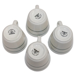 Four (4) Classic Masters Logo Ceramic Tea Cups with Plates