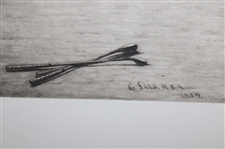 1859 'A Summer Evening on the Musselburgh Links: Golfers' Monochrome Photogravure Charles Lee - Framed