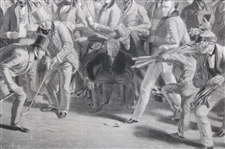 1850 'The Golfers: Grand Match Played Over St. Andrews Links' by Charles Lee Original Engraving - Rare!