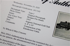1953 Augusta National Eisenhower Cabin Construction Morgan Fitz Type 1 Photo PSA #1P17192