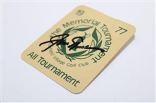 Jack Nicklaus Signed 1977 Memorial Tournament All Tournament Badge #7942 JSA ALOA