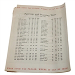 1946 Masters Tournament Complete Thursday, Friday, Saturday & Sunday Pairing Sheets - Seldom Seen