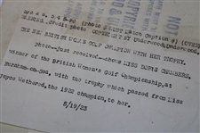 1923 Doris Chambers 'Winner of the Women's British Open' with Trophy