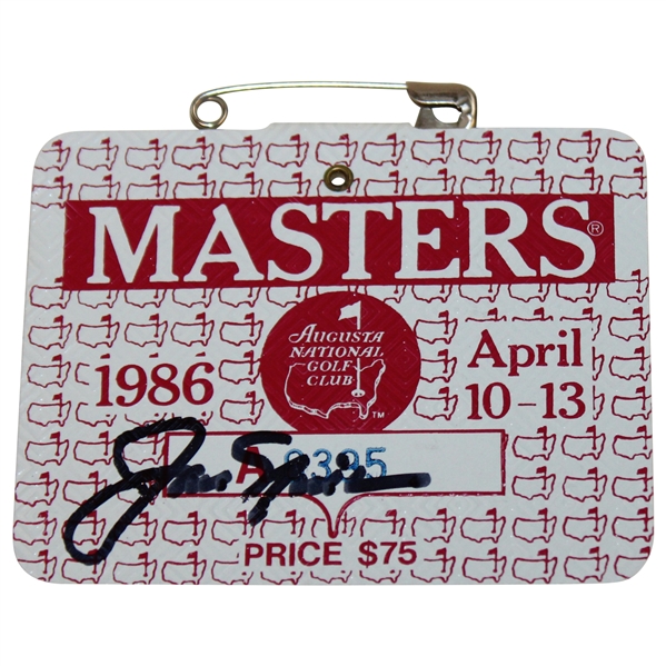 Jack Nicklaus Signed 1986 Masters Tournament SERIES Badge #A8395 JSA ALOA