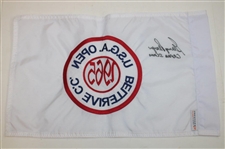 Gary Player Signed US Open at Bellerive CC Embroidered Flag Inscribed 'Grand Slam' JSA ALOA