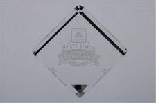 Undated State Farm Classic Glass Cube Paperweight - WGHoF Collection