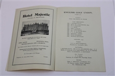 1935 English Golf Union Intl. Matches at Royal Lytham Thursday Order of Play Program