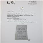 1935 English Golf Union Intl. Matches at Royal Lytham Thursday Order of Play Program