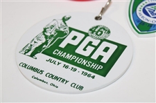1964, 1973 & 1975 PGA Championship Bag Tags & Coaster - Columbus, Firestone & Canterbury