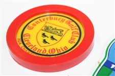 1964, 1973 & 1975 PGA Championship Bag Tags & Coaster - Columbus, Firestone & Canterbury