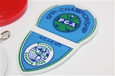 1964, 1973 & 1975 PGA Championship Bag Tags & Coaster - Columbus, Firestone & Canterbury