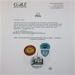 1964, 1973 & 1975 PGA Championship Bag Tags & Coaster - Columbus, Firestone & Canterbury