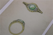 Three Sketches of Proposed 1941 Ryder Cup Winning Team's Award - Gold & Diamond Ring