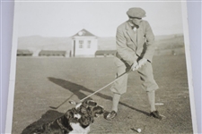 Mr. Gordon-Lockhart with Famous Prize Spaniel (Lord Reddy) Golf Ball Finder at Gleneagles Wire Photo