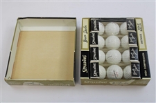 Bruce Devlin Signed Cut Card w/1962 Spalding 'Bruce Devlin' Liquid Center Golf Balls Box w/Balls JSA ALOA
