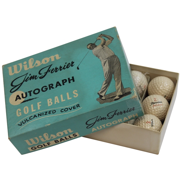 1952 Wilson Jim Ferrier Autograph Golf Balls with Vulcanized Cover Box with Golf Balls