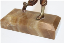 Cold Painted Bronze Speltor Golfer On Marble Base With Beveled Edge 