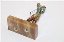 Cold Painted Bronze Speltor Golfer On Marble Base With Beveled Edge 