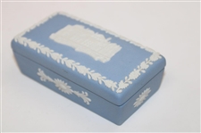 Wedgewood Blue Jasperware St Andrews Golf Rectangular Lidded Dish 