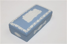 Wedgewood Blue Jasperware St Andrews Golf Rectangular Lidded Dish 