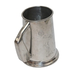 Sheffield England Pewter Golfers Tankard With Iron Club Handle And Etched Golf Scene Motif