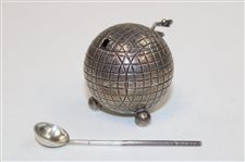 Vintage Sterling Silver Mesh Pattern Golf Ball with Spoon