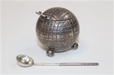 Vintage Sterling Silver Mesh Pattern Golf Ball with Spoon