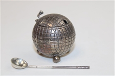 Vintage Sterling Silver Mesh Pattern Golf Ball with Spoon