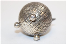Vintage Sterling Silver Mesh Pattern Golf Ball with Spoon