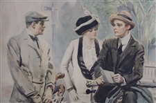 Golfer with Lady, Caddy & Bag w/Clubs Painted for L. Adler Bros. & Co. by James Montgomery Flagg - Framed