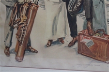 Golfer with Lady, Caddy & Bag w/Clubs Painted for L. Adler Bros. & Co. by James Montgomery Flagg - Framed