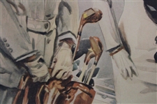 Golfer with Lady, Caddy & Bag w/Clubs Painted for L. Adler Bros. & Co. by James Montgomery Flagg - Framed