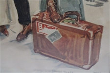 Golfer with Lady, Caddy & Bag w/Clubs Painted for L. Adler Bros. & Co. by James Montgomery Flagg - Framed