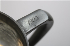 1902 Golf Clubs w/Golf Ball Manning & Bowman & Co. Monogrammed Pewter Mug w/Glass Bottom
