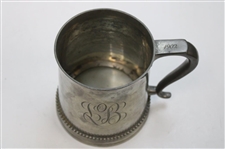 1902 Golf Clubs w/Golf Ball Manning & Bowman & Co. Monogrammed Pewter Mug w/Glass Bottom