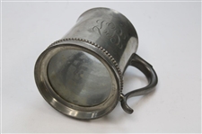 1902 Golf Clubs w/Golf Ball Manning & Bowman & Co. Monogrammed Pewter Mug w/Glass Bottom